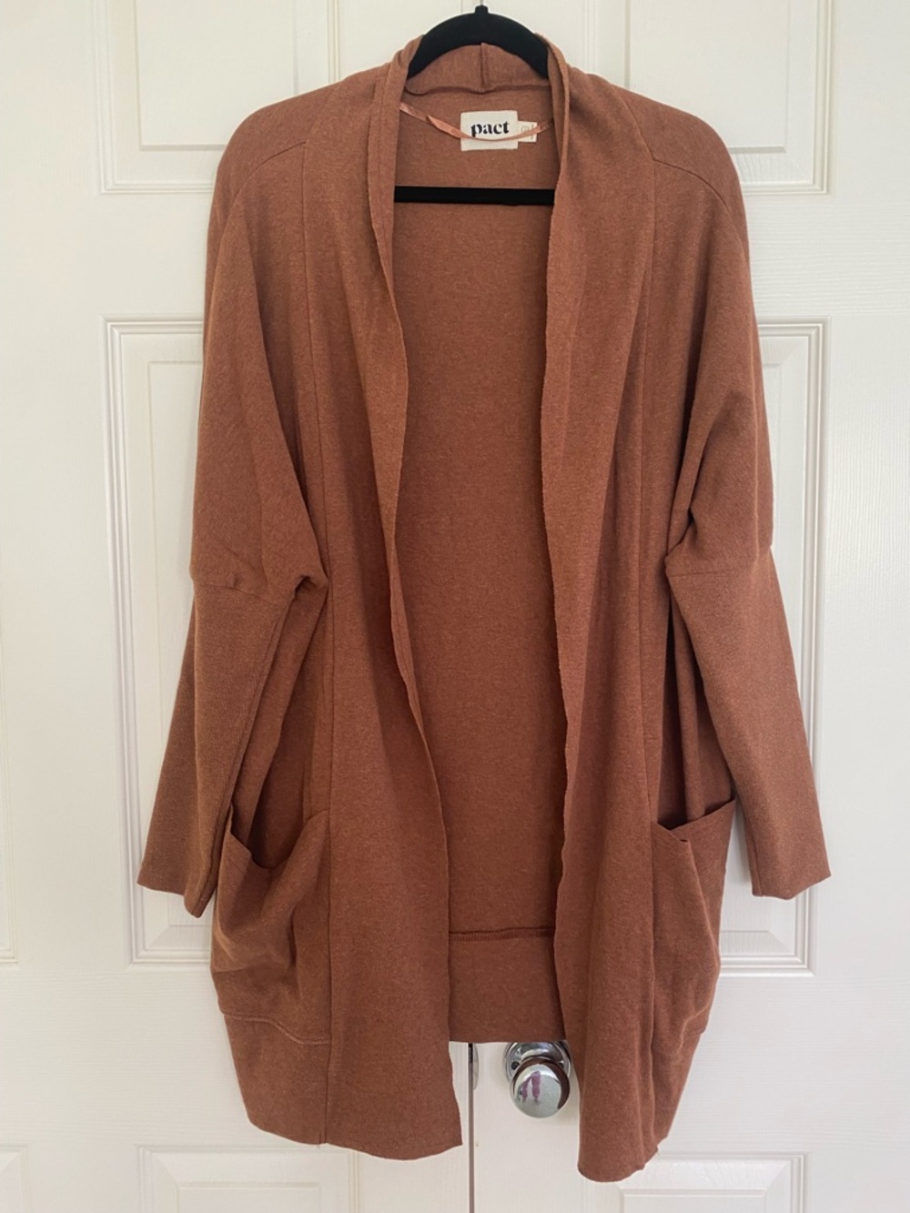 Pact Airplane Open Front Cardigan Womens Large XL 100% Cotton Lagenlook Lounge